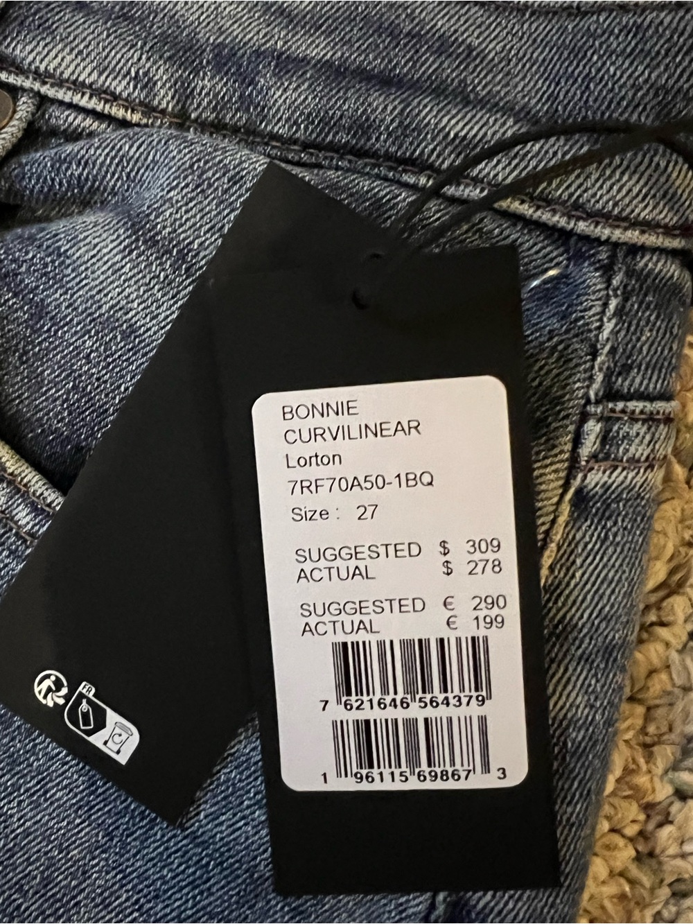 The 7 Bonnie Curvilinear Lorton Women’s Blue Jeans - Size 27